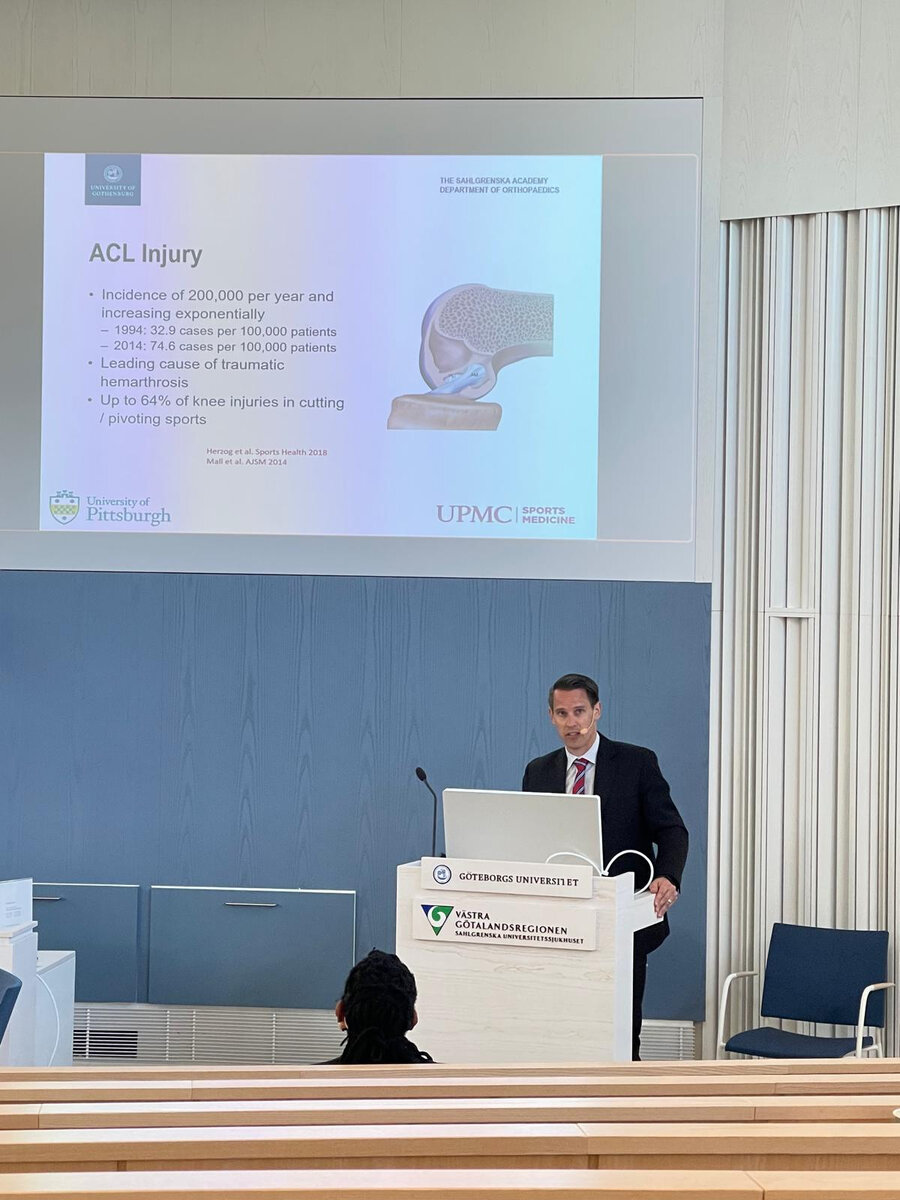 Dr. Hughes returning to the University of Gothenburg to lecture on ACL injury